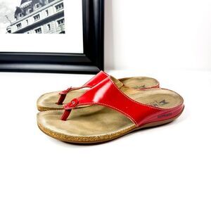 Mephisto Helen Red Leather Cork Sandals Women’s Size 40 (US 9)